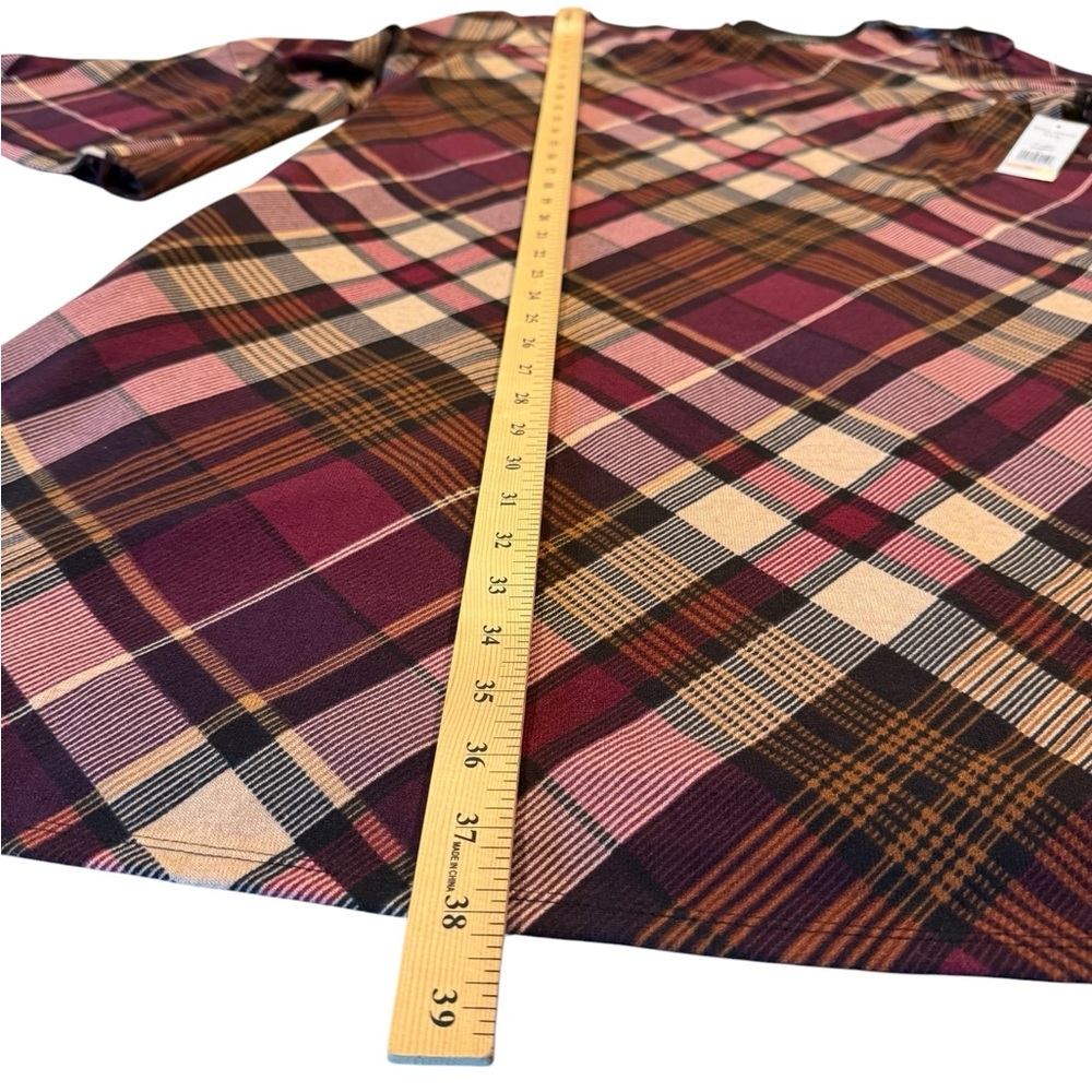 Jessica Howard Burgundy Plaid Bell Sleeve A-Line Swing Dress Plus 2X & 3X NEW - Picture 9 of 15